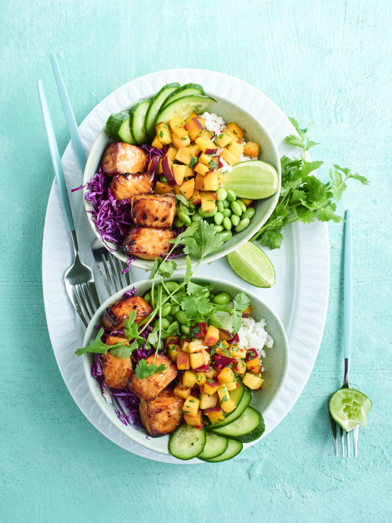100 healthy dinner recipes your family will love, Eggplant pillows (Cuscini di melanzane) , Ginger fish stir fry , Grilled salmon and cos salad , Kale falafel salad with toasted pine nuts and hummus