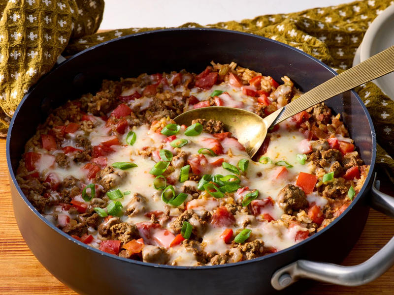 Ground Beef and Rice Skillet, One-Pot Ham and Veggie Pasta, Creamy Tomato Chicken and White Beans, Six Can Chicken Tortilla Soup, Spicy Vegan Chili, One-Pot Hamburger Adobo Dinner, Cheesy White Bean and Tomato Bake, One-Pot Cajun Chicken and Sausage Alfredo Pasta, One-Pot Tomato Sausage Pasta, Polish Cabbage Roll Soup, One Pot Lemon Chicken Stick of Butter Shrimp and Orzo, One-Pot Chicken Stew, Shipwreck Casserole, Dublin Coddle, One-Pot Cheeseburger Pasta, One-Pan Orecchiette Pasta, Classic Goulash, Texas Cowboy Stew, One-Pot Ground Beef Stroganoff, Easy One-Pot Chicken Alfredo, Chicken Bog