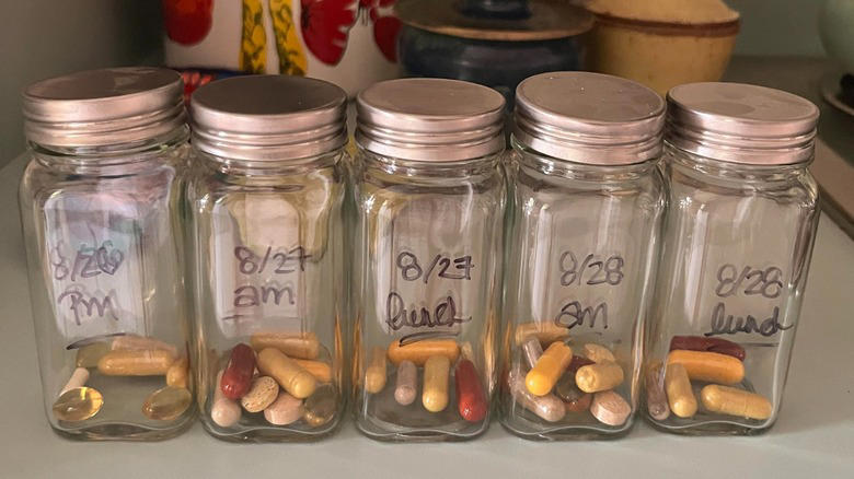 Plant propagators, Homemade sprinkle jars, Small vases, Terrariums, Office supply receptacles, Single-serve salad dressing containers, Art supply holders, Toothpick holders, Pill boxes, Proprietary spice blend jars, Toiletry holders, Travel kits, Fly traps, Spell bottles, Lunchbox parmesan shakers, Fairy houses