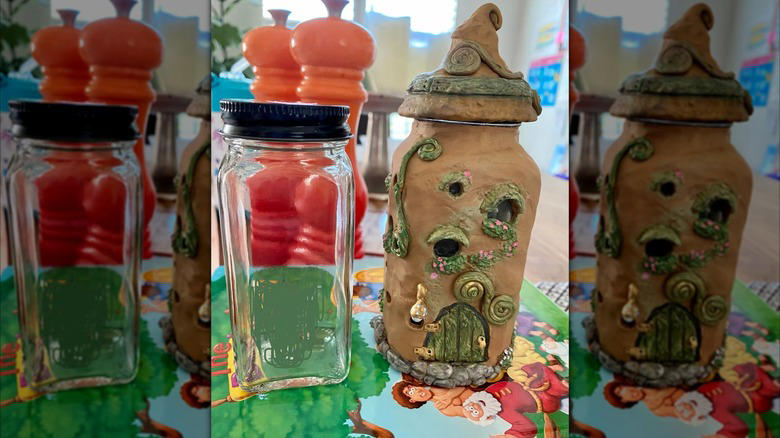 Plant propagators, Homemade sprinkle jars, Small vases, Terrariums, Office supply receptacles, Single-serve salad dressing containers, Art supply holders, Toothpick holders, Pill boxes, Proprietary spice blend jars, Toiletry holders, Travel kits, Fly traps, Spell bottles, Lunchbox parmesan shakers, Fairy houses