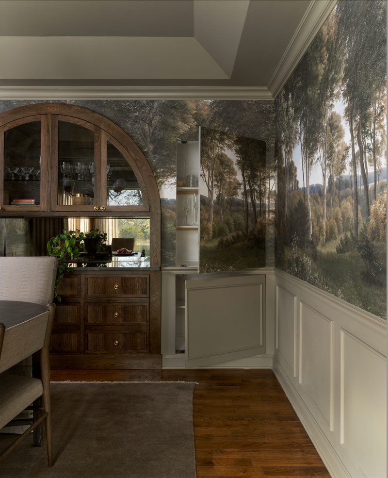 Reflective Ceilings, Darker Woods, Sculptural Stone Tables, Murals for All, Vintage Chandeliers, Traditional Chair Profiles, Conversation-Worthy Art, Early '90s Geometry 
