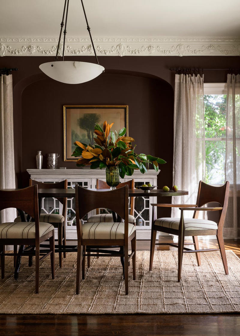 Reflective Ceilings, Darker Woods, Sculptural Stone Tables, Murals for All, Vintage Chandeliers, Traditional Chair Profiles, Conversation-Worthy Art, Early '90s Geometry 