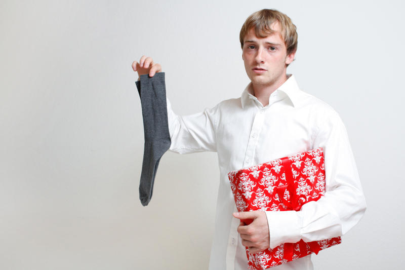Exercise equipment, Calendar, Cosmetics, Cleaning supplies, Lingerie, Ugly holiday sweater, Fruitcake, Souvenirs, Air fresheners, Cheap candy and chocolate, Random gift cards, Throw pillows, Hand-me-downs, Self-help books, Toiletries, Fruit baskets, A tie or scarf, Handcrafted anything, Keychain, A loud toy