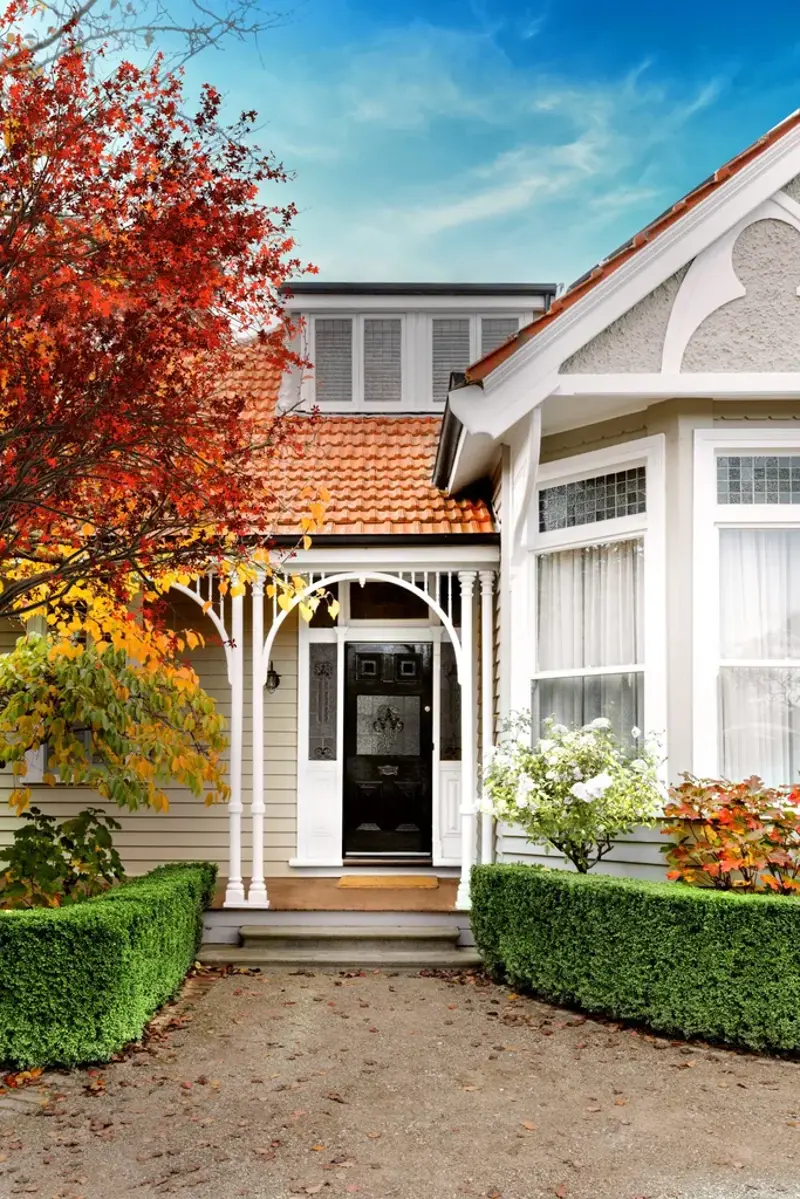Exterior paint colours for heritage homes, Try unexpected pops of colour, Bold and bright front door colours, Timeless yet trendy green exteriors, Trending neutrals