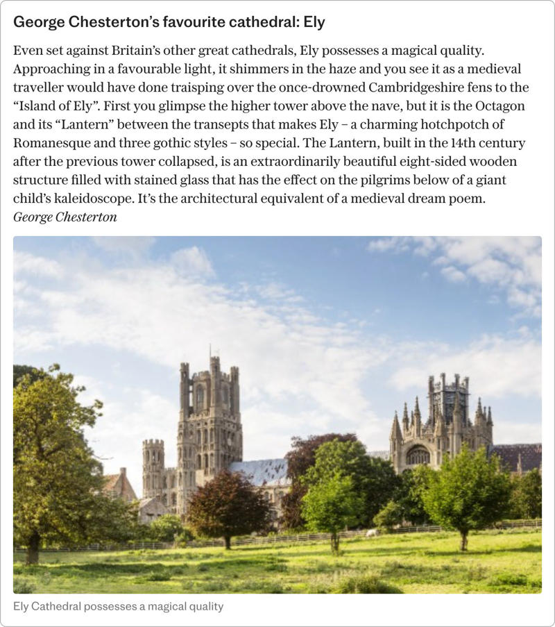 1. Soaring spires, Head to… Salisbury, Wiltshire, 2. A gargantuan nave, Head to… Liverpool, Merseyside, 3. Stunning stained glass, Head to… Canterbury, Kent, 4. Cracking cloisters, Head to… Norwich, Norfolk, 5. A cool crypt, Head to… Ripon, North Yorkshire, 6. Precious relics, Head to… Hereford, Herefordshire, 7. Pilgrim appeal, Head to… St Davids, Pembrokeshire, 8. Quirky features, Head to… Lincoln, Lincolnshire, 9. A first-class choir, Head to… Westminster, London, 10. High design, Head to… Clifton, Bristol