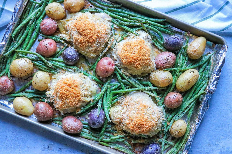 Everything Salmon Sheet Pan Dinner, Sheet Pan Parmesan-Dijon Chicken Thigh Dinner, Sheet Pan Garlic Butter Steak Bites with Veggies, Easy Vegan Sheet Pan Roasted Cauliflower, Tomatoes, and Garbanzo Beans, Roasted Cod Nicoise, Meatball Gnocchi Sheet Pan Dinner, Best Salmon Bake, Greek Lemon Chicken and Potatoes, Sheet Pan Chicken Piccata and Potatoes, Sheet Pan Teriyaki Glazed Pork Tenderloin and Potatoes, Sheet Pan Tilapia and Potatoes, Sheet Pan Chicken Fajitas
