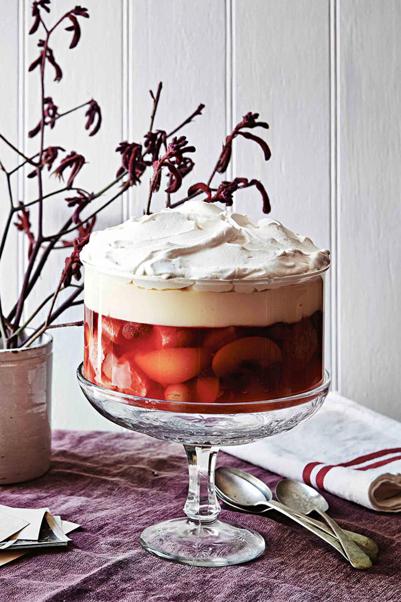 16 of our most beloved Christmas desserts, Nan’s fruit trifle , Date and ginger Christmas cake , Golden syrup steamed pudding , Pavlova with summer berries , Homemade nougat squares , Healthy pumpkin fruit cake , Italian-inspired trifle , Pavlova with honey-roasted rhubarb, raspberries and yoghurt cream , Sago plum pudding , Christmas fruit cake , Grandma’s Christmas cake , Cardamom sugar cookies , A grandmother’s traditional Christmas pudding , Gluten free tiramisu , Arnott’s dark Tim Tam pavlova