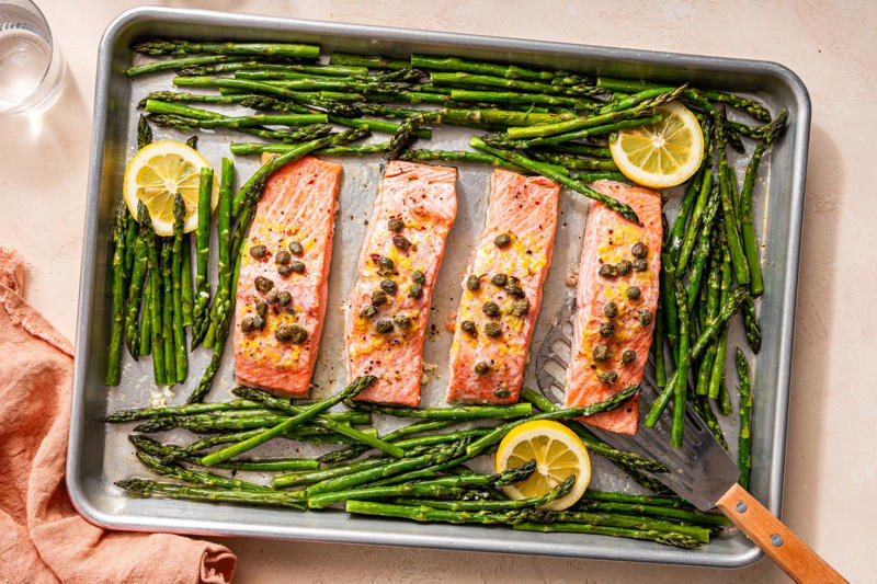 Sheet Pan Chicken with Asparagus and Potatoes, Grandma Pizza, Roasted Eggplant and Butternut Squash with Tahini-Yogurt Sauce, Greek-Style Roast Chicken, Sheet Pan Salmon With Feta Sauce, Sheet Pan Gnocchi With Mushrooms, Sausage, and Kale, Honey Roasted Chicken Thighs with Potatoes, Apples, and Shallots, Easy Asparagus Tart, Sheet Pan Sausage, Peppers, and Onions, Sheet Pan Biftekia with Lemony Potato Wedges, Loaded Sheet Pan Nachos, Sheet Pan Salmon With Asparagus, Sheet Pan Chicken with Roasted Broccoli and Potatoes, Meat Lovers' Sheet Pan Pizza, Loaded Sheet Pan Quesadillas, Salmon with Potatoes and Pesto