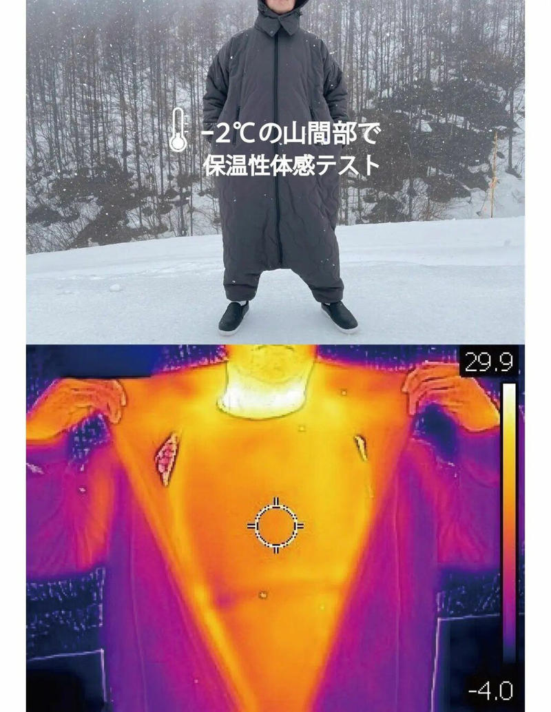 意外と動きやすく、抜群に暖かい, もともとはアウトドア用品として開発, 「自分の体温」が、身体を包む空気を暖める, なぜクラウドファンディングでしか売らないのか？, ユーザーの声は瞬時に反映, 「ユニクロ」や「ワークマン」は目指していない