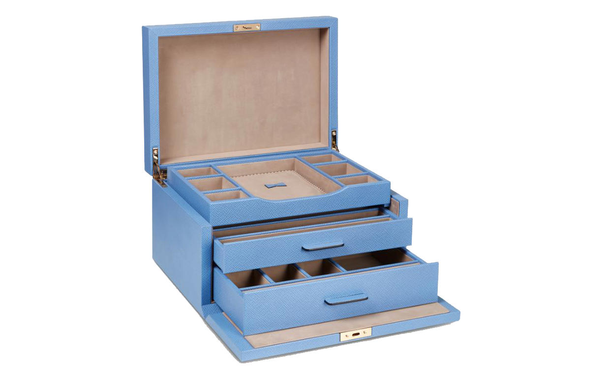 Jewellery care: the do’s and don’ts, How to organise jewellery at home, How to organise jewellery for travel, Jewellery and Watch Boxes, Smythson 3 Drawer Jewellery Box in Panama, DIOR Large Jewelry Box, Jonathan Adler Le Wink Lacquer Jewelry Box, Morici Venezia Cannaregio Wood Inlay Watch Box, WOLF Sophia jewellery box, Mijmoj Personalised Cufflinks Tray And Watch Stand, Vlando Faux Leather Jewellery Box, Travel jewellery boxes, Stackers Sleek Necklace Travel Jewellery Box, Blush Pink, Missoma Leather Jewellery Roll, Oliver Bonas Pink &amp; Green Stripe Velvet Jewellery Box, Lisa Angel Moon and Sun Mauve Pink Velvet Round Travel Jewellery Case, Marla Aaron Baby Everything Jewellery Box, Hanging Jewellery Displays, Anthropologie Brass Rose Jewellery Rack, Oliver Bonas Gold &amp; Glass Cream Boucle Jewellery Stand, Amazon 3 Tier Bracelet Holder Display, Jewellery bowls, dishes and trays, Shrimps x Daisy London Trinket Tray, Bella Freud Love Is The Drug Trinket Tray, Habitat Checkered Trinket Tray - Brown