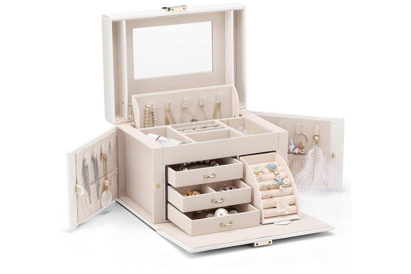 Jewellery care: the do’s and don’ts, How to organise jewellery at home, How to organise jewellery for travel, Jewellery and Watch Boxes, Smythson 3 Drawer Jewellery Box in Panama, DIOR Large Jewelry Box, Jonathan Adler Le Wink Lacquer Jewelry Box, Morici Venezia Cannaregio Wood Inlay Watch Box, WOLF Sophia jewellery box, Mijmoj Personalised Cufflinks Tray And Watch Stand, Vlando Faux Leather Jewellery Box, Travel jewellery boxes, Stackers Sleek Necklace Travel Jewellery Box, Blush Pink, Missoma Leather Jewellery Roll, Oliver Bonas Pink &amp; Green Stripe Velvet Jewellery Box, Lisa Angel Moon and Sun Mauve Pink Velvet Round Travel Jewellery Case, Marla Aaron Baby Everything Jewellery Box, Hanging Jewellery Displays, Anthropologie Brass Rose Jewellery Rack, Oliver Bonas Gold &amp; Glass Cream Boucle Jewellery Stand, Amazon 3 Tier Bracelet Holder Display, Jewellery bowls, dishes and trays, Shrimps x Daisy London Trinket Tray, Bella Freud Love Is The Drug Trinket Tray, Habitat Checkered Trinket Tray - Brown