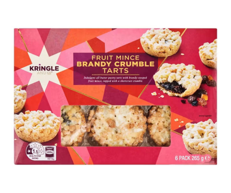 Aldi brandy crumble fruit mince tarts, Aldi Jamaican rum deluxe fruit mince tarts, Aldi apple crumble fruit mince tarts, Woolworths Davidson plum and gin fruit mince tarts, Coles brown butter and Jamaican rum fruit mince pie, Coles Christmas fruit mince pie, Woolworths mixed berry mince pies, Woolworths fruit mince pies with apple brandy, Aldi fruit mince pies, IGA Yarrows plum and gin tarts, .50, Woolworths fruit mince pies