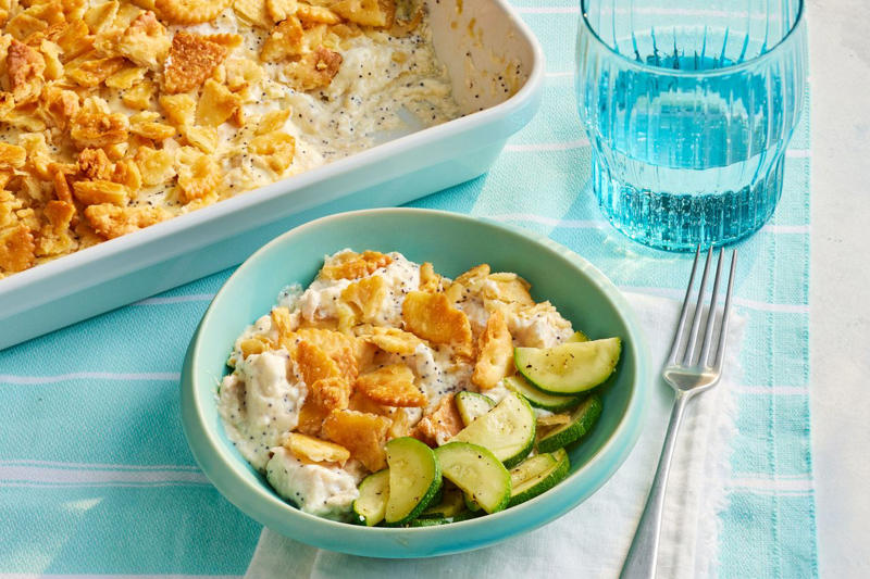 Chicken-And-Rice Bake With Broccolini, Chicken-And-Biscuit Casserole, BLT Pain Perdu Casserole, Macaroni Corn Casserole, Hashbrown Casserole, Old-Fashioned Chicken Pot Pie, Pineapple Casserole, New-School Pineapple Casserole, Ham And Noodle Casserole, Layered Squash Casserole, Hot Chicken Salad, Mini Cheese Grits Casseroles, Stuffed Ham-And-Cheese Croissant Casserole, Shrimp And Grits Casserole, Baked Ziti With Summer Vegetables, Poppy Seed Chicken, Chicken-And-Wild Rice Casserole, Chocolate Cobbler, Cakey Strawberry Cobbler, Pumpkin Crisp, Asparagus Casserole, Roasted Tomato Macaroni And Cheese, Pasta-Chicken-Broccoli Bake, Eggplant Rollups, Loaded Cauliflower Casserole, Everything Bagel Casserole, Old-Fashioned Apple And Cheese Casserole, Mushroom And Thyme Chicken-Broccoli Casserole, Cheesy Chicken Casserole, Meatball Casserole