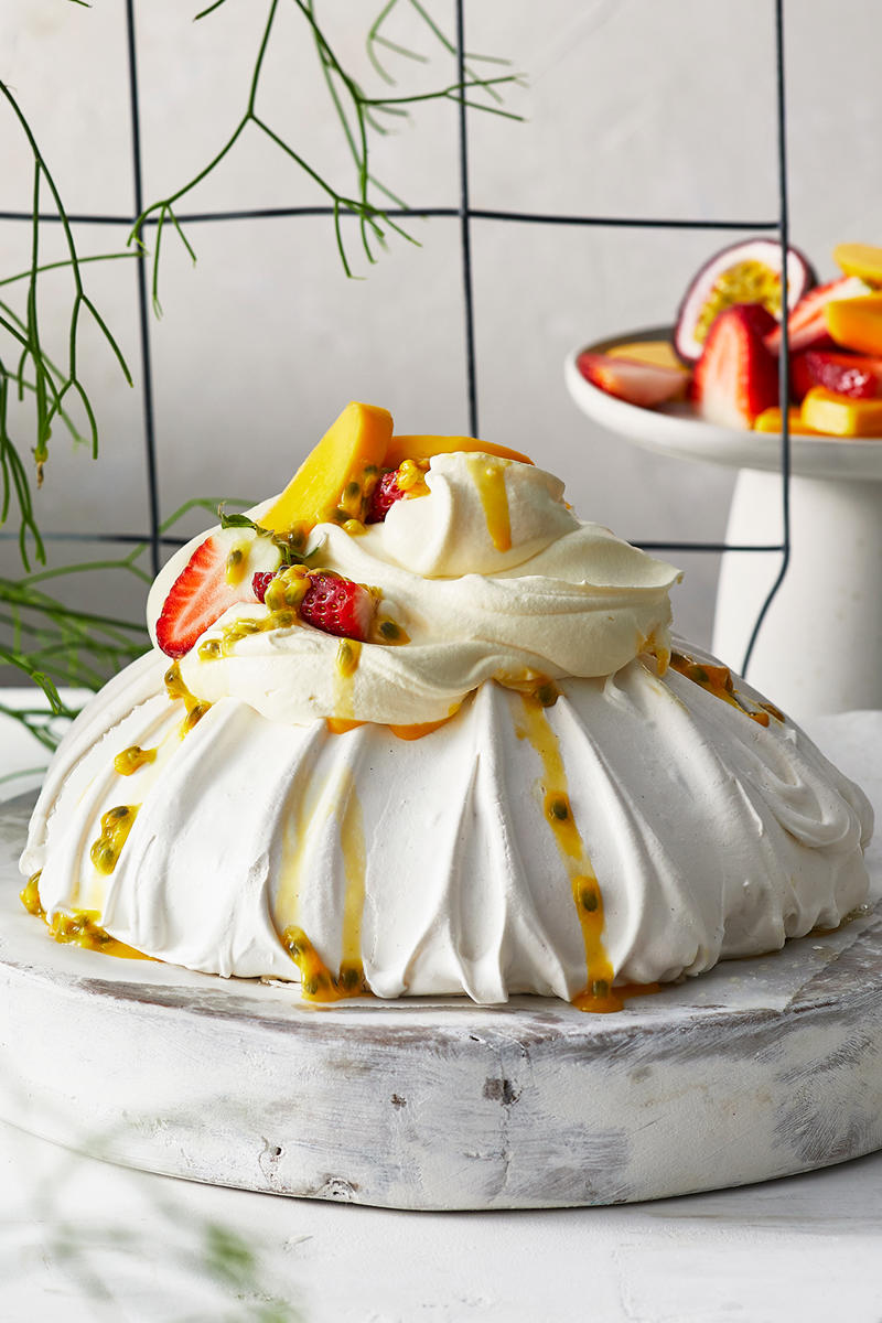 Best pavlova recipes,      Christmas cherry berry pavlova stack   ,      Triple layer pavlova with cherry berry sauce   ,      Best pavlova recipe   ,      Pavlova Christmas tree topped with strawberries and passionfruit   ,      Caramelised pineapple, mango and coconut pavlova   ,      Upside-down pavlova recipe   , What is pavlova made of? , What is the story behind pavlova? , Is pavlova raw egg?