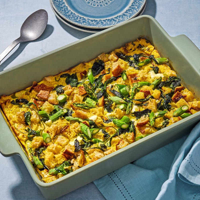 High-Protein Breakfast Casserole, Overnight French Toast Casserole, Spinach & Feta English Muffin Breakfast Casserole, Tater Tot Breakfast Casserole, Peanut Butter-Banana French Toast Casserole, Bacon, Cheddar & Spinach Strata, Spinach, Feta & Artichoke Tater Tot Casserole, Ham & Broccoli Breakfast Casserole, Spinach, Mushroom & Egg Casserole, Lemon-Blueberry French Toast Casserole, Eggs Benedict Casserole, Vegetarian Spring Egg Casserole, Christmas Breakfast Casserole, Sweet Pepper Hash Brown Baked Eggs, Blueberry-Almond Overnight French Toast