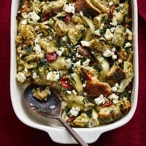 High-Protein Breakfast Casserole, Overnight French Toast Casserole, Spinach & Feta English Muffin Breakfast Casserole, Tater Tot Breakfast Casserole, Peanut Butter-Banana French Toast Casserole, Bacon, Cheddar & Spinach Strata, Spinach, Feta & Artichoke Tater Tot Casserole, Ham & Broccoli Breakfast Casserole, Spinach, Mushroom & Egg Casserole, Lemon-Blueberry French Toast Casserole, Eggs Benedict Casserole, Vegetarian Spring Egg Casserole, Christmas Breakfast Casserole, Sweet Pepper Hash Brown Baked Eggs, Blueberry-Almond Overnight French Toast