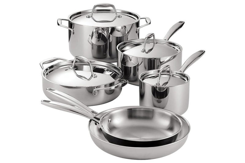 Lodge Pre-Seasoned Cast Iron 5-Piece Set, Shop More Lifelong Cookware Worth Gifting at Amazon, Lodge 8-Inch Pre-Seasoned Carbon Steel Skillet, Le Creuset 8-Quart Enameled Cast Iron Signature Oval Dutch Oven, Tramontina 10-Piece Tri-Ply Clad Stainless Steel Cookware Set, All-Clad D3 3-Ply Stainless Steel Fry Pan Set, Hestan CopperBond 10-Piece Ultimate Cookware Set