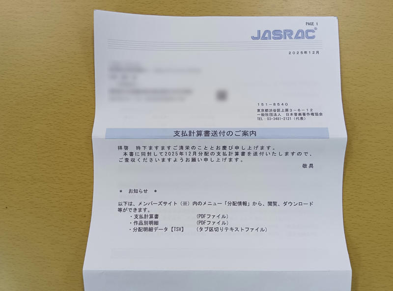 ・作詞した曲がテレビで流れた話, ・テレビで曲が使用されると使用料がもらえるはず, ・12月の支払計算書を見た結果, ・テレビで使われた場合の計算