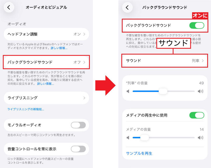 【1】AirPodsの音質を自分好みに調整する, AirPodsの音質を自分好みに調整する手順, 【2】iPhoneをマイク代わりにして離れた場所の音を聞く, ライブリスニング機能をオンにする手順, 【3】iPhoneに2組のAirPodsを接続して友だちと一緒に音楽を聴く, 2組のAirPodsをiPhoneに同時ペアリングする手順, 【4】失くしたAirPodsをiPhoneで探す, iPhoneの「探す」アプリでAirPodsを探す手順, iPhoneの「探す」アプリにAirPodsを登録する手順, 【5】メッセージをSiriに読み上げてもらう, Siriにメッセージを読み上げてもらう手順, 【6】作業に集中したいときはバックグラウンドサウンドを再生, AirPodsでバックグラウンドを再生する手順