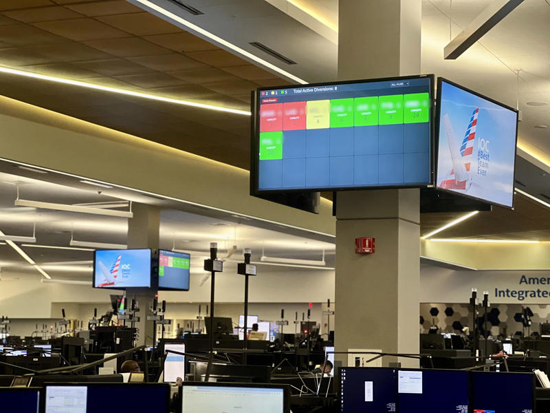 The IOC doesn't look like your typical cubicle office, American uses automation to help manage irregular operations, Crew scheduling and dispatch are among the biggest teams, Smaller workgroups are still essential to the operation, A command center is set up for emergency events