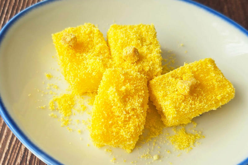 ■「あべかわもち～コーンクリーム仕立て～」の材料, ■餅はレンチンで約2分, ■カップスープの素をまぶす, ■お菓子感覚で楽しめるお餅アレンジ