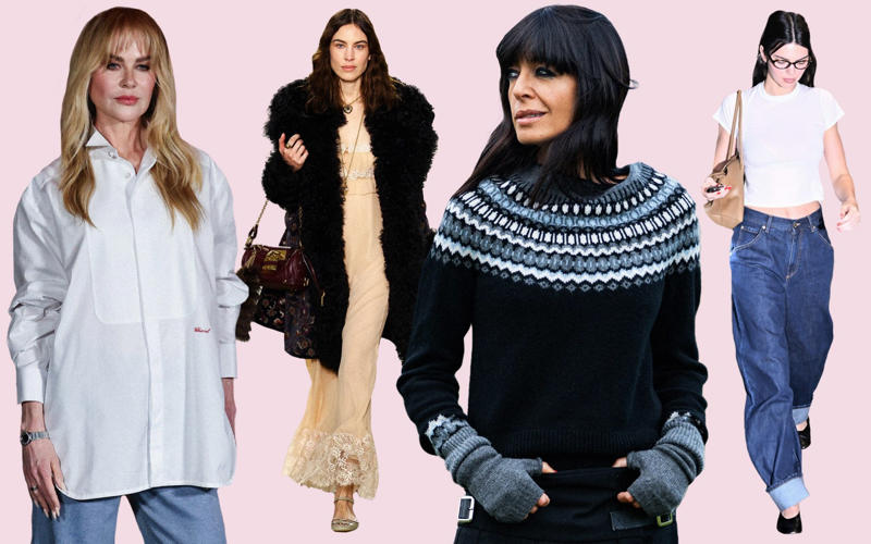 January blues, The literary look, Oversized white shirts, Polka dots, Bags with chain handles, Glove flats, Flowing/loose trousers, Brooches