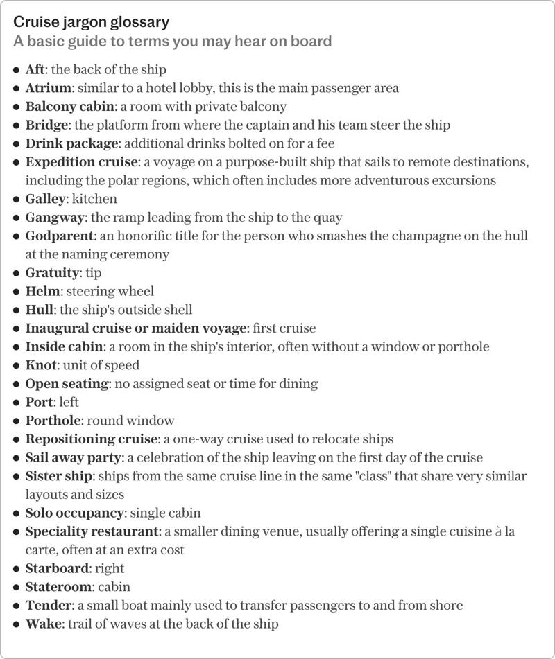 Embarkation: A state of organised chaos, Guarantee cabin: A roll of the dice, Muster drill: Your first lesson in ship speak, Shorex and tender ports: Leaving the ship, Sea day: 24 hours of sanctioned idleness, All-inclusive: Always check the small print, Formal night: Dress to impress, Disembarkation: The final call, About our expert, Murray Garrard