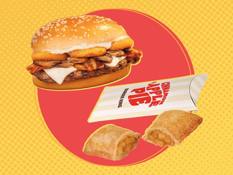 Arby’s Peach Cobbler Roll, Burger King's Ultimate Steakhouse Whopper and Cinnamon Apple Pie , Little Caesars Detroit Slices-N-Stix, Sonic’s All-American Smash Burgers, Taco Bell Volcano Quesarito