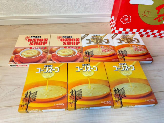 ・高いほうはすでに売り切れ, ・クジの結果はいかに, ・食品の中身はスープが主役, ・スープを実食してみた, ・穴場なお得福袋だと思う