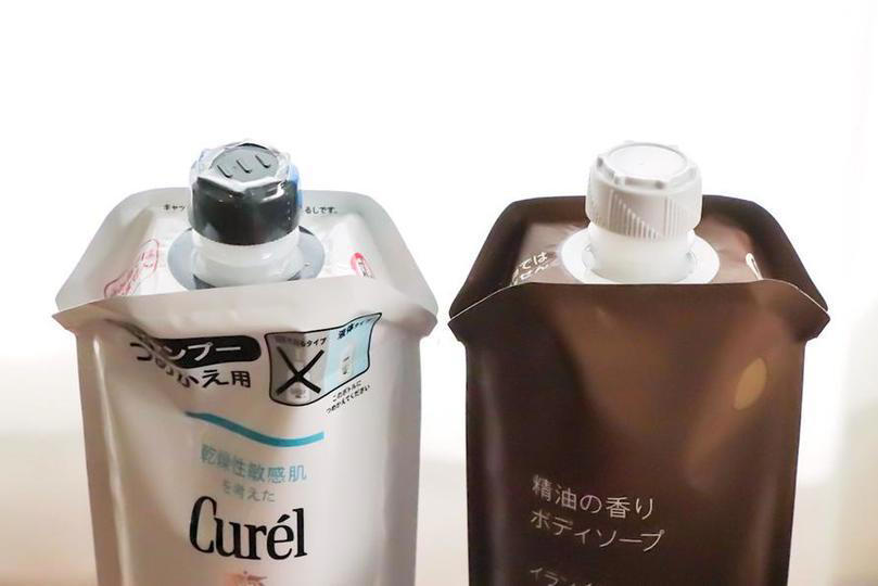 詰め替えの作業自体をなくしちゃうノズル, ボディーソープがボトルいらずで使えるようになった, プチストレスなボトル底のヌメりとも無縁に, 使える詰め替えタイプかどうかはチェック