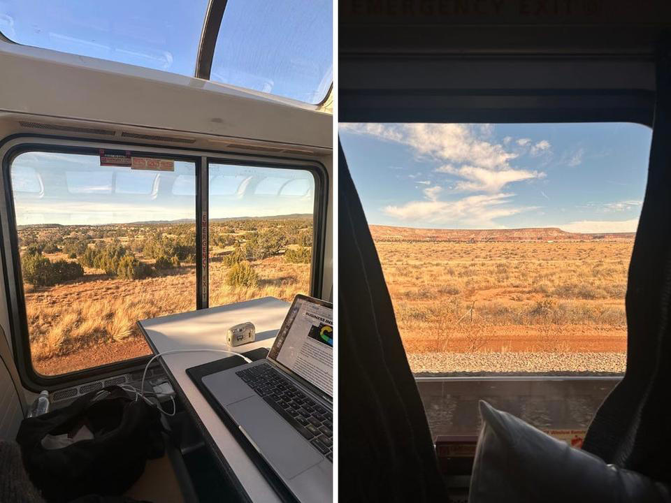 2人で泊まるのに十分な広さの、居心地の良い部屋, 列車旅行において共有スペースは欠かせない要素だ, Wi-Fiはないが、携帯電話の電波は安定しており、多くの乗客が会話やゲームをしていた, 景色と雰囲気を楽しむために列車に乗る