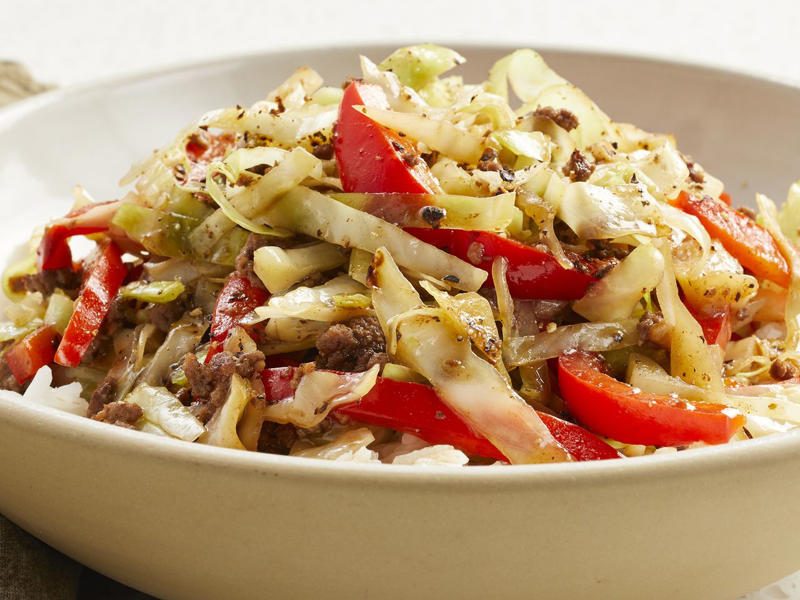 Monday: Broccoli and Rice Stir-Fry, Tuesday: Sweet and Sour Chicken Stir-Fry, Wednesday: Broccoli and Chicken Stir-Fry, Thursday: Ground Turkey Stir-Fry with Vegetables, Friday: Black Pepper Beef and Cabbage Stir-Fry, Saturday: Shrimp and Asparagus Stir-Fry, Sunday: Myra's Basil Chicken Stir-Fry