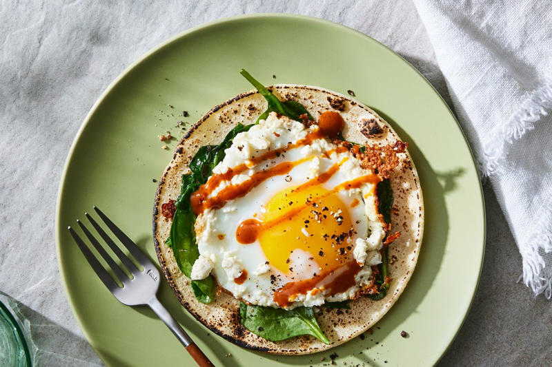 Cheesy Bean Toast, Egg, Tomato & Feta Breakfast Pita, BLT Breakfast Sandwich, Tomato Toast with Herbed Cream Cheese, Pesto Breakfast Sandwich, Goat Cheese–Tomato Toast, Ricotta Toast with Peaches & Prosciutto, Spinach & Feta Mug Scrambled Eggs, Feta, Egg & Spinach Breakfast Taco, High-Protein Black Bean Breakfast Bowl (No Eggs!), 15-Minute Eggs in Vodka Sauce, Salsa-Topped Avocado Toast, Spinach & Fried Egg Grain Bowls, Pesto Scrambled Eggs, Spinach & Egg Tacos, Instant Egg & Cheese "Bake", Breakfast Naan Pizza, English Muffin Pizza with Tomato & Olives, Savory Oatmeal with Tomato & Sausage, 10-Minute Spinach Omelet