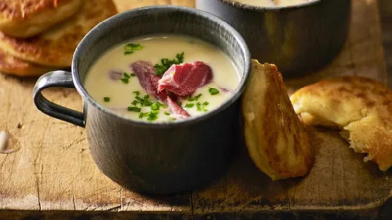      Chicken Mulligatawny Soup   ,      Tom Yum Chicken Noodle Soup   ,      Tuscan Tomato and Bean Soup   ,      Cannellini and Chorizo Soup   ,      Fast Ed’s Ham Hock, Potato and Leek Soup   