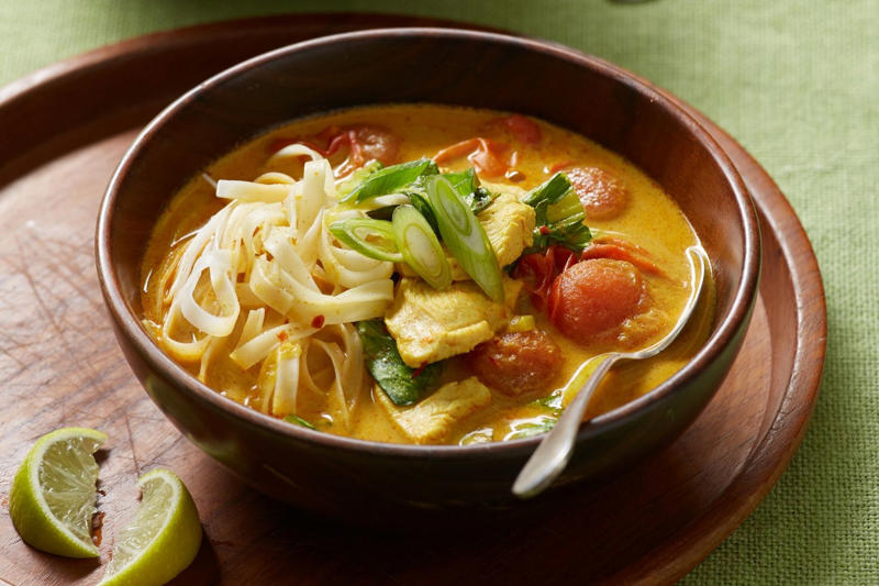      Chicken Mulligatawny Soup   ,      Tom Yum Chicken Noodle Soup   ,      Tuscan Tomato and Bean Soup   ,      Cannellini and Chorizo Soup   ,      Fast Ed’s Ham Hock, Potato and Leek Soup   