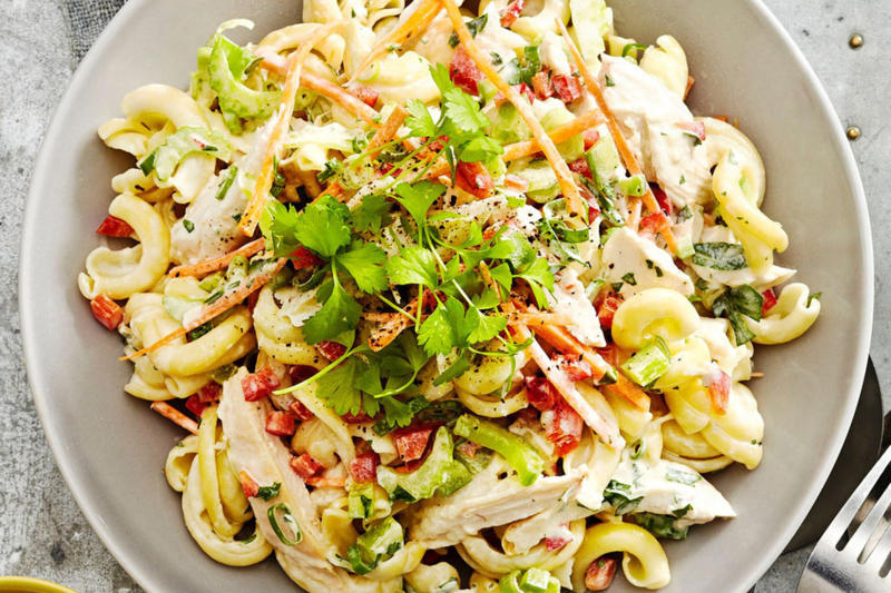 Our Best Salad Recipes, Mediterranean Prawn Salad , Smoky Texan Chicken with Ranch Salad , Lamb with Chickpea and Avocado Salad , Charred Potato Caesar Salad , Bacon and Corn Pasta Caesar Salad , Sweet Chilli Chicken and Pineapple with Salad , Spicy Sausages with Pineapple Rice Salad , Tuscan Steaks with Olive Avocado Salad , Thai Fish and Prawn Cakes with Asian Salad