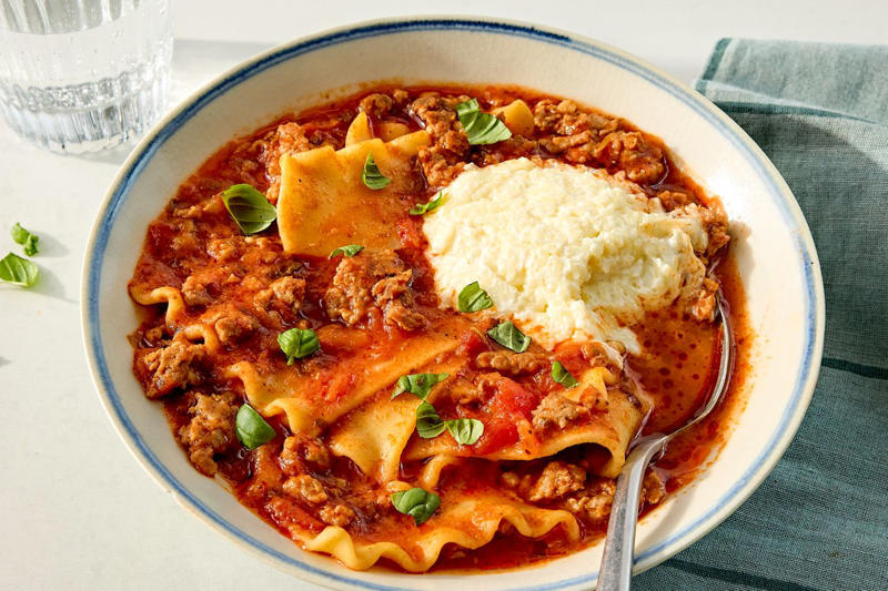 Enchilada Skillet, Italian Pasta Salad, Crispy Chicken With Zucchini and Shallots, 3-Ingredient Dumpling Salad, Turkey Taco Bowls, Creamy One Pot Pasta with Zucchini, 5-Ingredient One-Pot Chicken and Rice, Dolma and Ground Beef Skillet, Easy Lasagna Soup, 4-Ingredient Chicken Pot Pie, Feta and Tomato-Stuffed Spaghetti Squash, Tomato-Spinach White Beans, One-Pan Ravioli With Sausage, Lemony Zucchini Pasta, 5-Ingredient Braised Cabbage “Lasagna”, Italian Sausage and Rice Bake, 5-Ingredient Chicken and Rice Soup, One-Pot Caprese Orzo, Sausage White Bean Soup, Sheet Pan Salmon and Broccolini