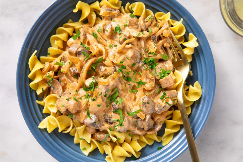Quick Cacio e Pepe Potato Soup, Sheet Pan Pierogi With Sausage, Broccoli Cheddar Soup Toasts, 4-Ingredient Broccoli Gnocchi, Chicken Sausage and Pasta Skillet, Spicy Tuna Rice Bowl, Easy Mushroom Noodle Soup, Dump-and-Stir White Chicken Chili, Mushroom Stroganoff, 20-Minute Chicken Enchilada Chili, Caramelized Cabbage Spaghetti, Shrimp Pesto Pasta, Cheesy Hamburger Pasta Skillet, Taco Salad, Easy Beef Krapow (Thai Basil Beef), Sausage White Bean Soup, Lemon Orzotto with Spinach and Peas, Turkey Taco Bowls, Chorizo Sloppy Joes, Cheesy Baked Tacos