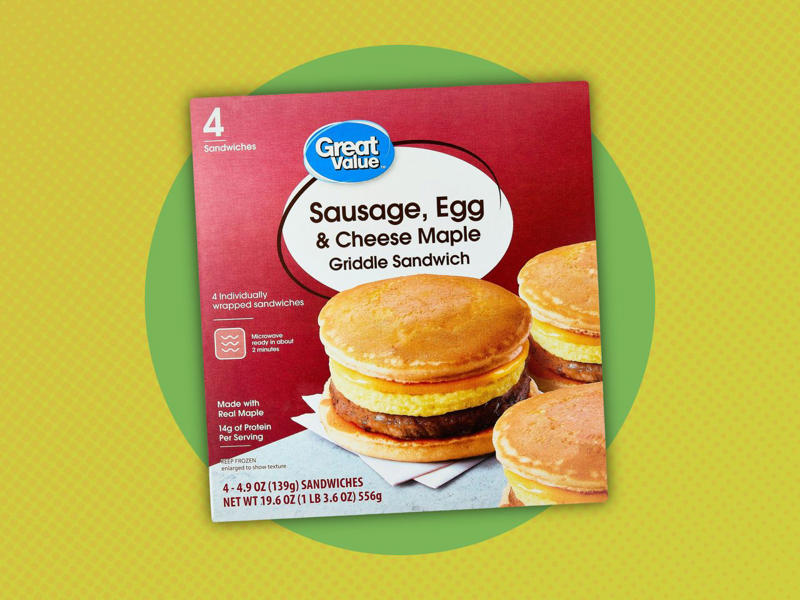 Great Value Secret Sauce, Great Value Sausage, Egg, & Cheese Maple Griddle Sandwich, Bettergoods Lightly Breaded White Meat Chicken Bites, Great Value Spicy Chicken Nuggets, Soules Kitchen Southern-Style Chicken Bites, Great Value Famous Chicken Fingers, Odom’s Tennessee Pride Chicken Buttermilk Biscuits, Great Value Fully Cooked Original Pork Sausage Patties, Delimex Chicken Taquitos in Corn Tortilla