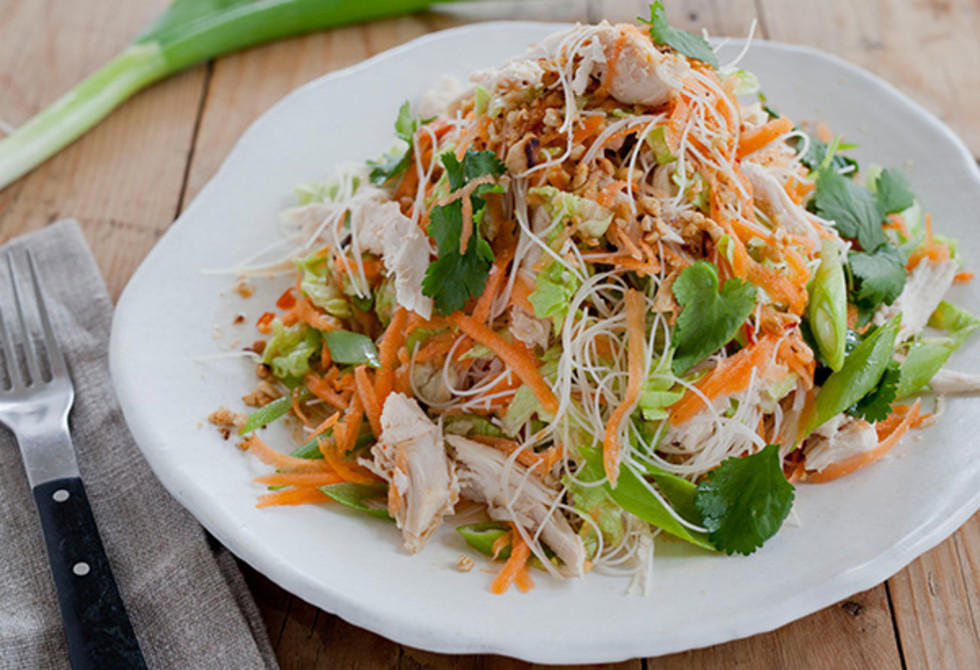 Our Best Salad Recipes, Mediterranean Prawn Salad , Smoky Texan Chicken with Ranch Salad , Lamb with Chickpea and Avocado Salad , Charred Potato Caesar Salad , Bacon and Corn Pasta Caesar Salad , Sweet Chilli Chicken and Pineapple with Salad , Spicy Sausages with Pineapple Rice Salad , Tuscan Steaks with Olive Avocado Salad , Thai Fish and Prawn Cakes with Asian Salad
