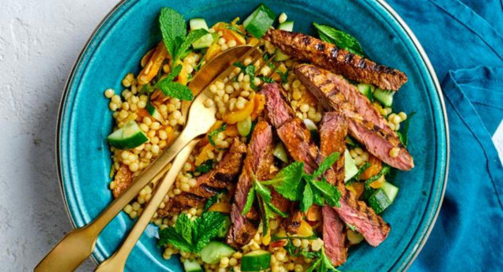 Our Best Salad Recipes, Mediterranean Prawn Salad , Smoky Texan Chicken with Ranch Salad , Lamb with Chickpea and Avocado Salad , Charred Potato Caesar Salad , Bacon and Corn Pasta Caesar Salad , Sweet Chilli Chicken and Pineapple with Salad , Spicy Sausages with Pineapple Rice Salad , Tuscan Steaks with Olive Avocado Salad , Thai Fish and Prawn Cakes with Asian Salad