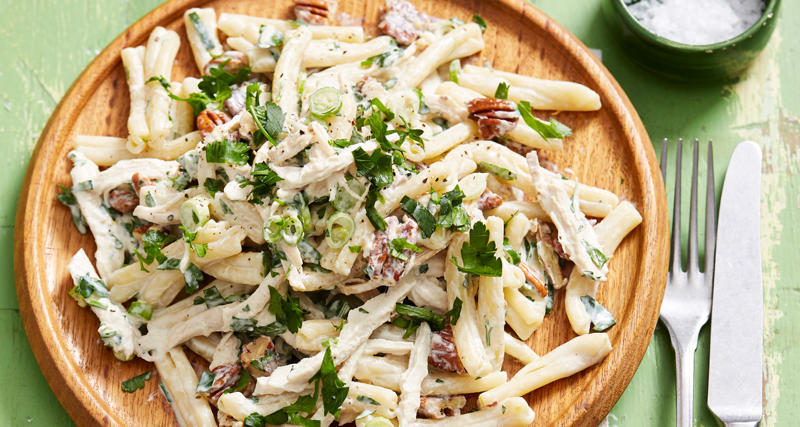 Our Best Salad Recipes, Mediterranean Prawn Salad , Smoky Texan Chicken with Ranch Salad , Lamb with Chickpea and Avocado Salad , Charred Potato Caesar Salad , Bacon and Corn Pasta Caesar Salad , Sweet Chilli Chicken and Pineapple with Salad , Spicy Sausages with Pineapple Rice Salad , Tuscan Steaks with Olive Avocado Salad , Thai Fish and Prawn Cakes with Asian Salad