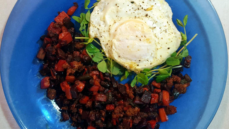 Croquettes, Spinach-stuffed filets, Red flannel hash, Split pea soup, Boston baked beans, Cranberry mousse, Finnan haddie, Three-minute eggs