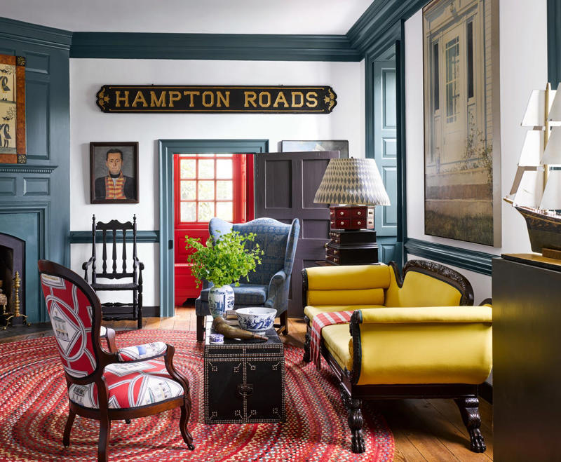 Federal-Style Mirrors, Eagle Needlework, Braided Rugs , Stars & Stripes, Handwoven Baskets, Pieced Quilts, Colonial Colorways, Punched Tin, Canopy Beds, Windsor Chairs