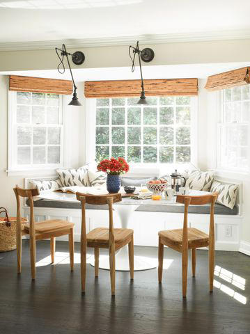 1. Traditional Window Treatment Designs, 2. Cafe Curtains: Hung on Their Own or Paired with Roman Shades, 3. Statement Drapery, 4. Outside Mounted Roman Shades, 5. Bronze Hardware, 6. Natural Woven Shades, 7. Layered Window Treatments