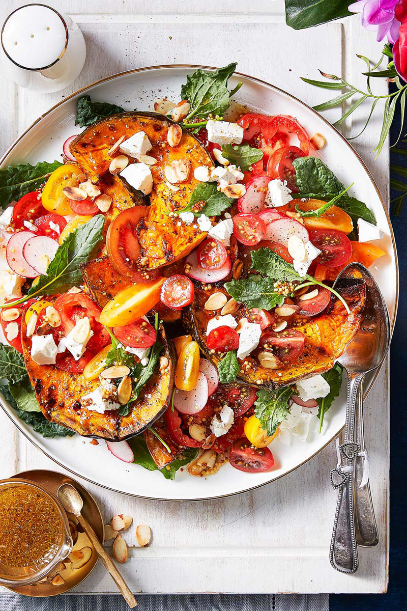 100 healthy dinner recipes your family will love, Eggplant pillows (Cuscini di melanzane) , Ginger fish stir fry , Grilled salmon and cos salad , Kale falafel salad with toasted pine nuts and hummus