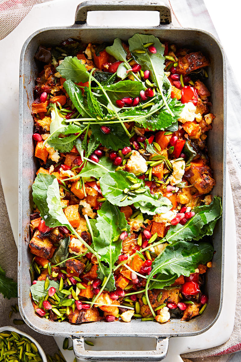100 healthy dinner recipes your family will love, Eggplant pillows (Cuscini di melanzane) , Ginger fish stir fry , Grilled salmon and cos salad , Kale falafel salad with toasted pine nuts and hummus