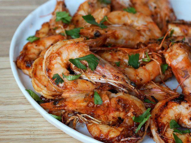 Stir-Fried Garlic and Sriracha Shrimp Recipe, Quick Broiled Shrimp With Harissa and Beer Recipe, Skillet Shrimp with Orzo, Feta and Asparagus Recipe, Goong Pad Nam Prik Pao (Thai Stir-Fried Shrimp With Chile Jam), Tacos de Camarones al Mojo de Ajo (Sautéed Shrimp Tacos) Recipe, Italian Seafood-Salad Pasta Salad With Vietnamese Noodles, Ebi no Chiri-Sōsu (Japanese Shrimp in Chile Sauce) Recipe