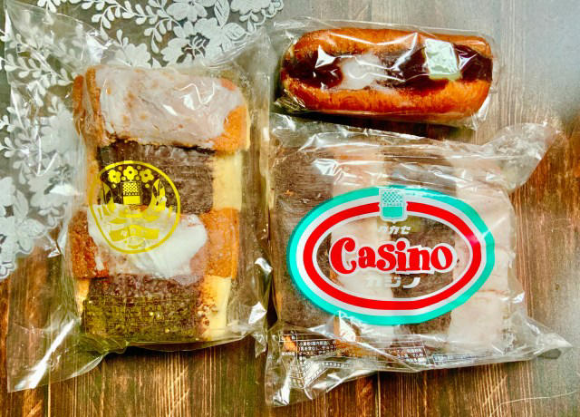 【老舗の菓子パンを手土産に♡】, 【大人気菓子パン：カステ】, 【キャッチーな菓子パン：カジノ】, 【甘〜い！：あんみつドーナツ】, 【甘くて、懐かしい！】