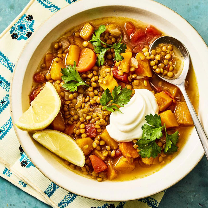 Roasted Squash &amp; Lentil Kale Salad, Marry Me Lentils, Lemony Lentil &amp; Cauliflower Cup Soup, High-Protein Butternut Squash &amp; Lentil Soup, Harira (Moroccan Tomato, Lentil &amp; Beef Soup), Braised Black Lentil &amp; Quinoa Bowls, Sausage &amp; Lentil Soup, Lemony Lentil &amp; Chard Soup, Air-Fryer Stuffed Potatoes with Lentil Stew, One-Pot Lentils &amp; Rice with Spinach, Koshari (Egyptian Lentils, Rice &amp; Pasta), Daal Tarka (Spiced Lentils), Roasted Root Veggies &amp; Greens over Spiced Lentils, Squash &amp; Red Lentil Curry, Instant Pot Lentil Soup, Slow-Cooker Creamy Lentil Soup Freezer Pack